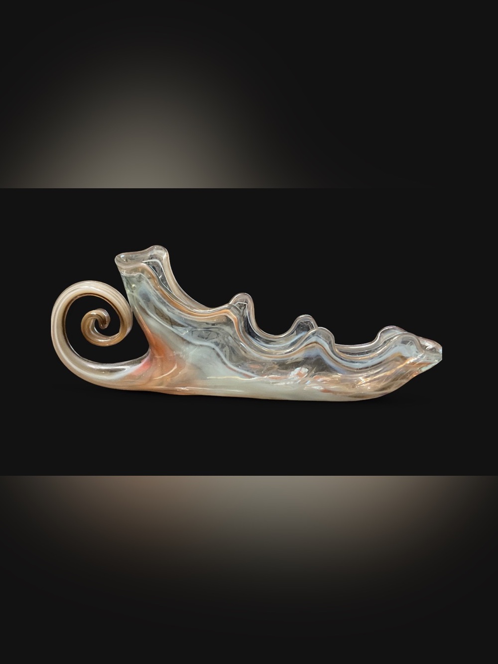 Vintage MCM Hand Blown Art Glass Cornucopia Sculpture
